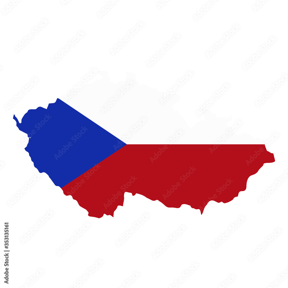Czech Republic map country of Europe, European flag illustration, vector isolated on white background Czech Republic map country of Europe, European flag illustration, vector isolated on white background