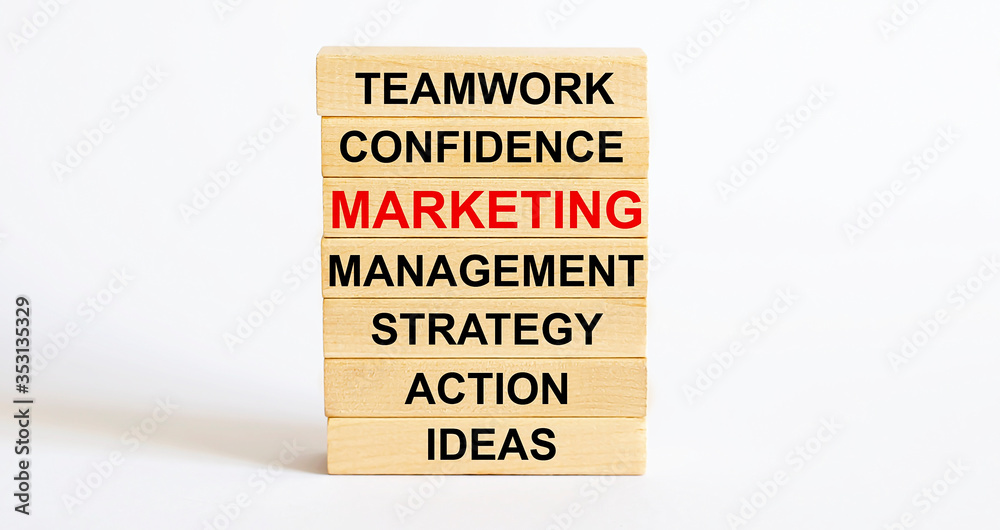 Business Marketing Concept with Wooden Blocks Business Marketing Concept with Wooden Blocks