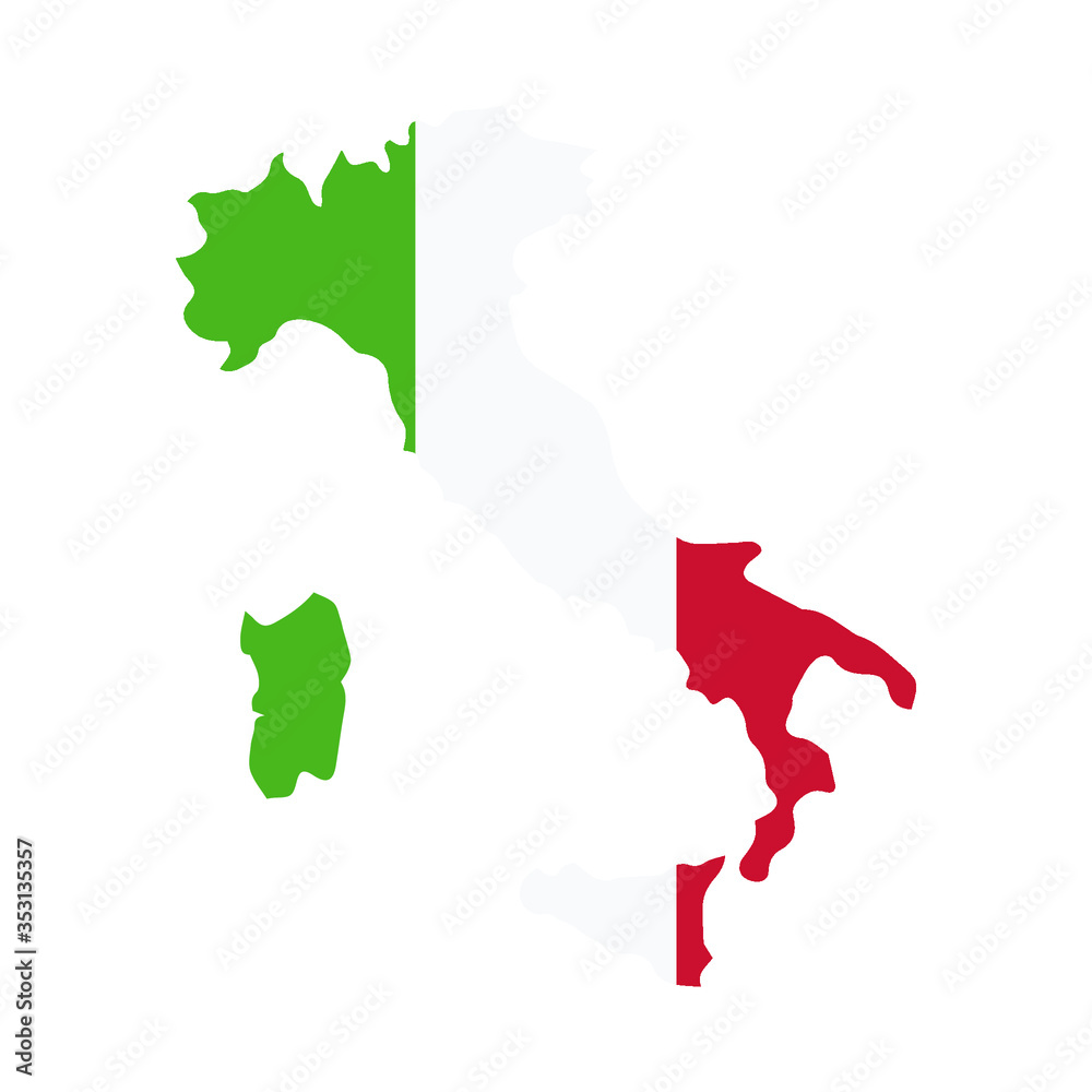Fototapeta premium Italy map country of Europe, European flag illustration, vector isolated on white background