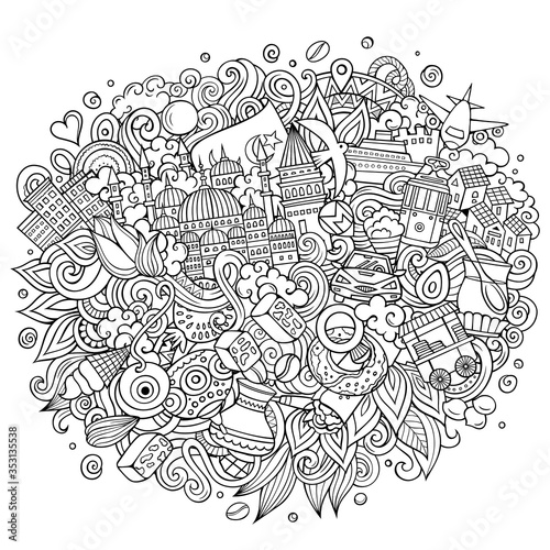 Canvas Print Istanbul hand drawn cartoon doodles illustration