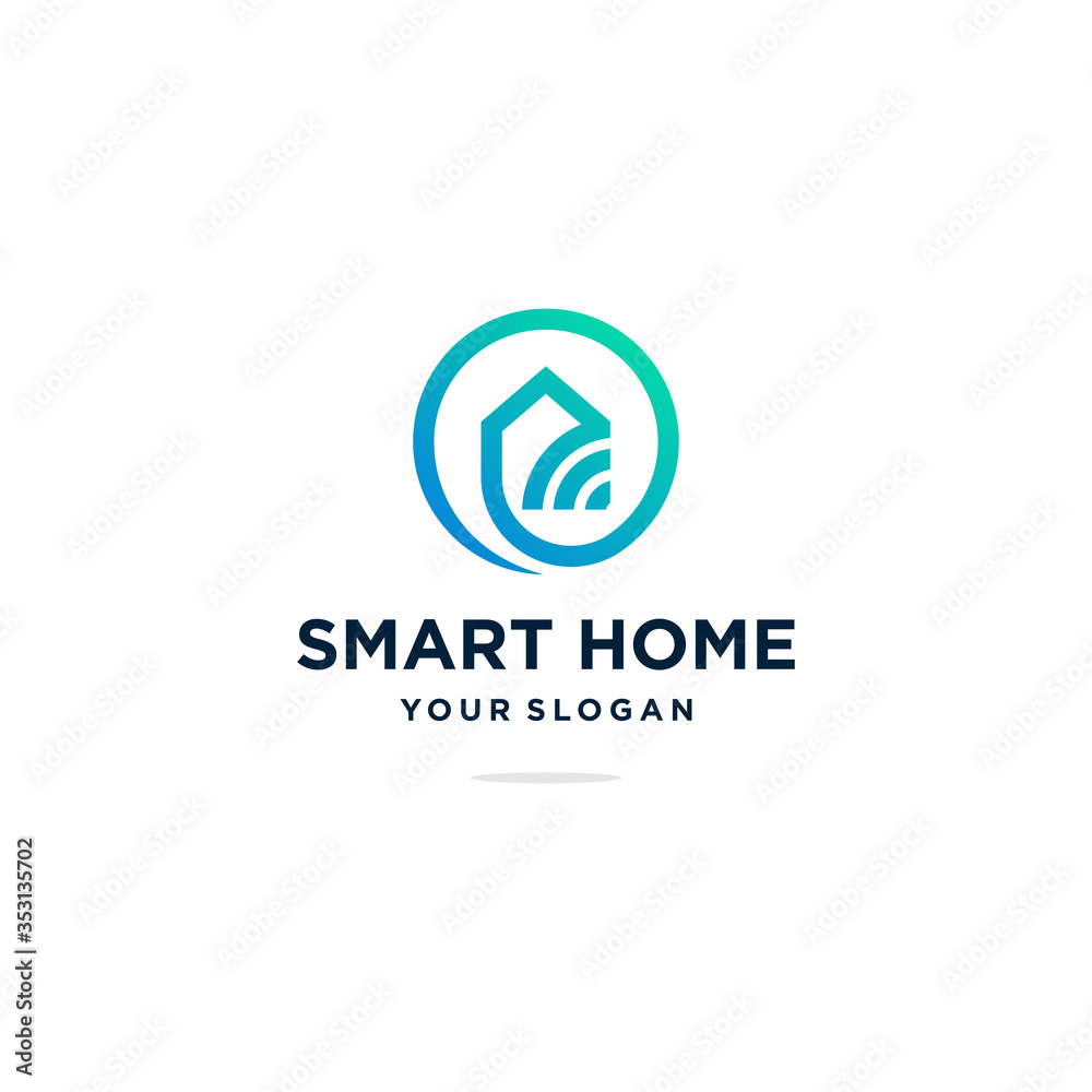 Minimalist smart home logo Premium Vector