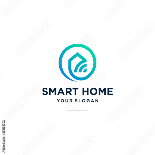 Minimalist smart home logo Premium Vector