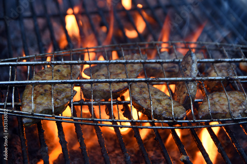 foie gras on the grill meat bbq fire