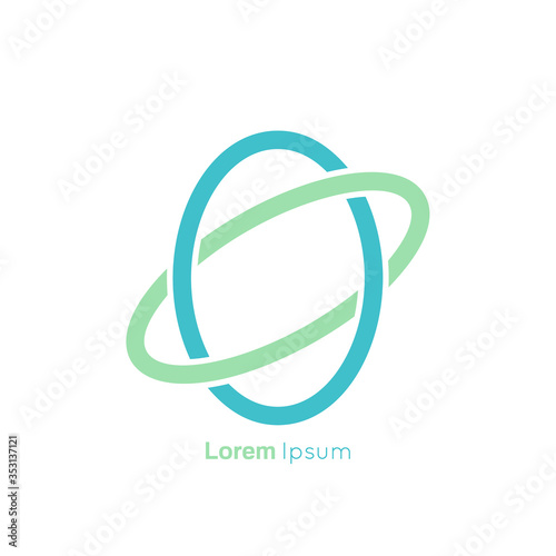 Icon of two united ovals. Abstract vector logo design template with crossed shapes.
