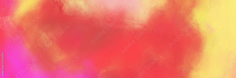 abstract old horizontal design with tomato, khaki and neon fuchsia color. can be used as header or banner