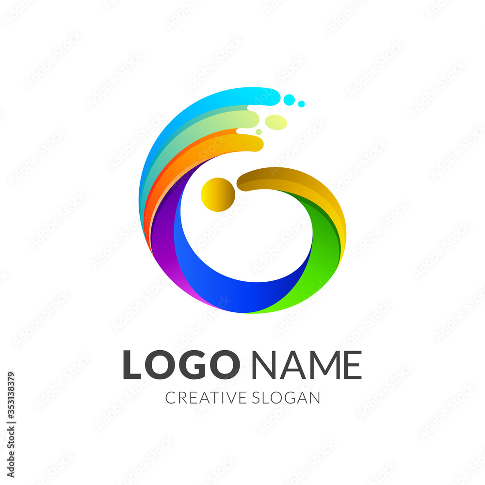 Letter G Wave Splash Colorful Logo Design Letter G Wave Splash Colorful Logo Design