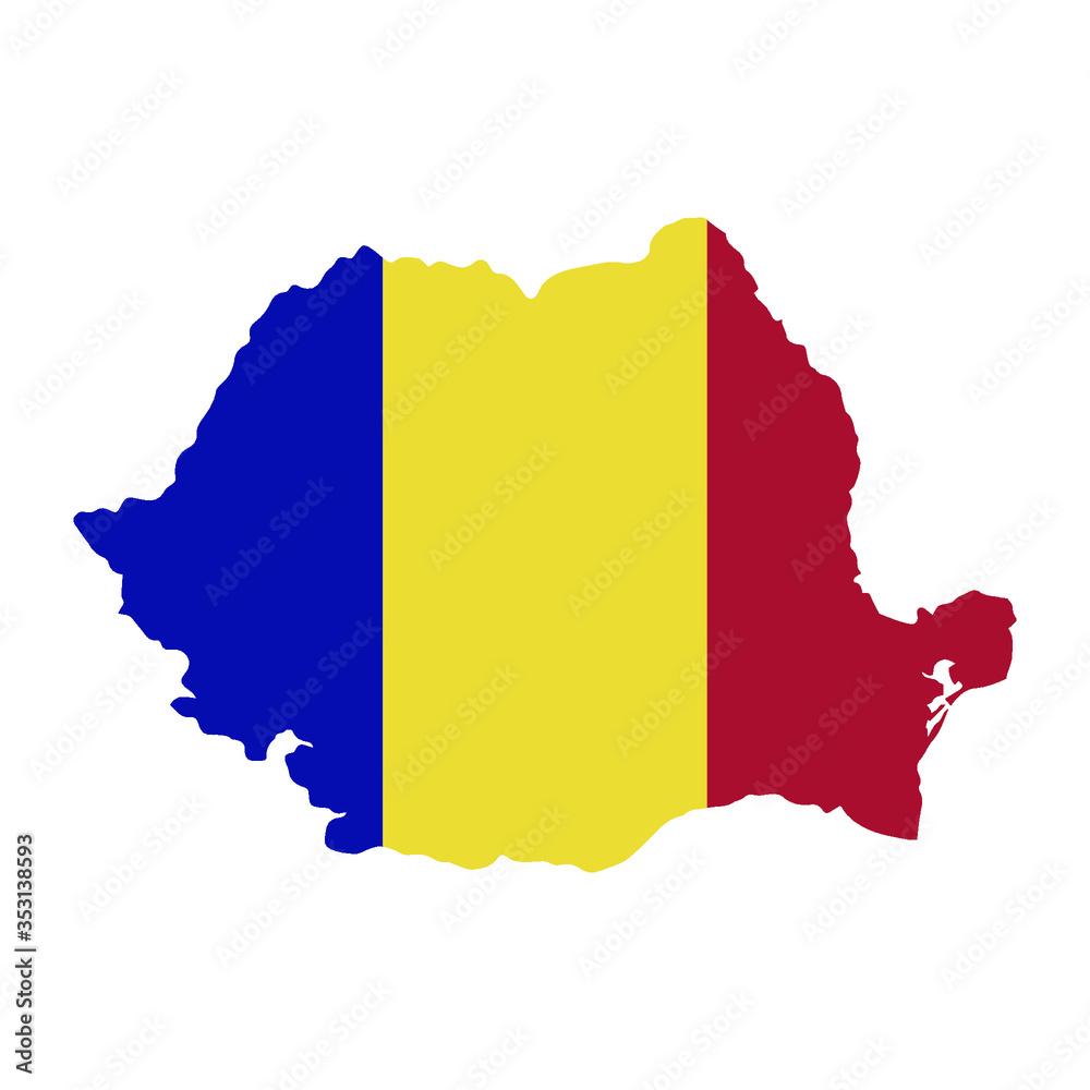 Obraz premium Romania map country of Europe, European flag illustration, vector isolated on white background