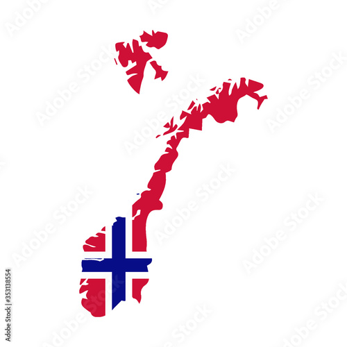 Norway map country of Europe, European flag illustration, vector isolated on white background
