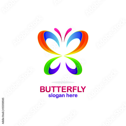 Colorful butterfly logo design vector © dinny