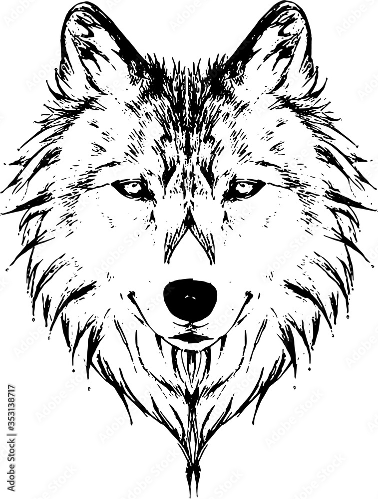 Hand drawn wild animal. Wolf. Vector isolated on a transparent background Hand drawn wild animal. Wolf. Vector isolated on a transparent background