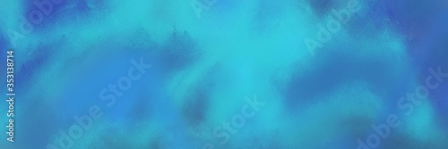 painted antique horizontal banner background with steel blue, medium turquoise and teal blue color. can be used as header or banner