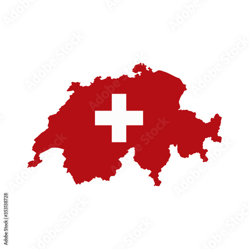 Switzerland map country of Europe, European flag illustration, vector isolated on white background