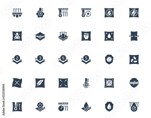 Properties of Fabrics and Clothes Icon Set in Glyph Style