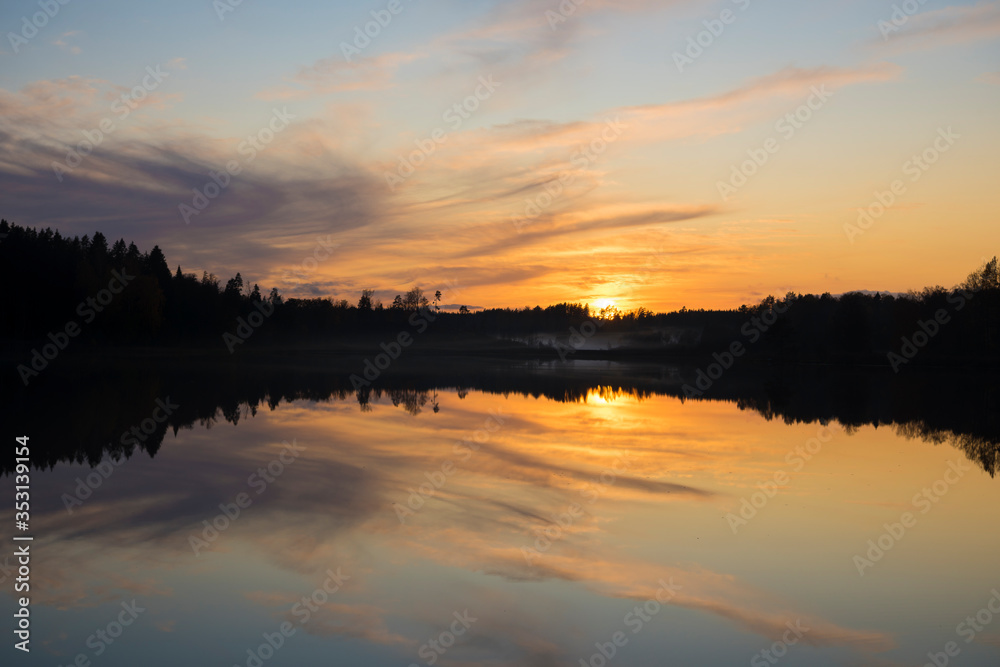 Lake with reflection during sunset