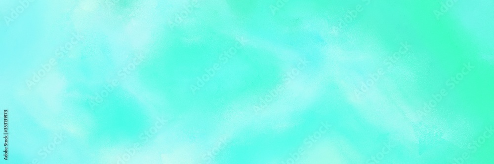 painted grunge horizontal banner with aqua marine, pale turquoise and turquoise color. can be used as header or banner