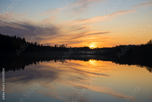 Lake with reflection during sunset