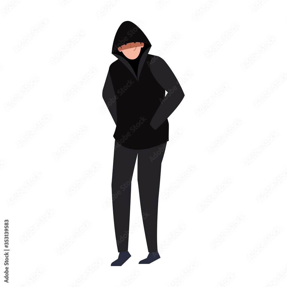 hacker with black clothes on white background vector illustration design hacker with black clothes on white background vector illustration design