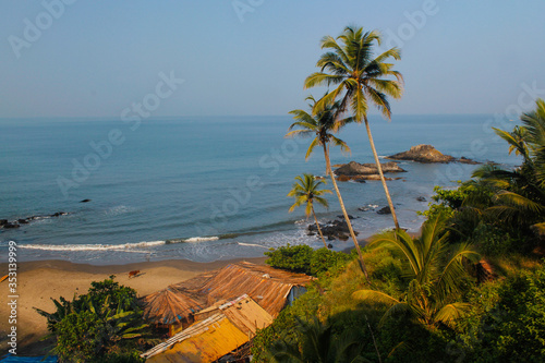 Fototapeta Naklejka Na Ścianę i Meble -  beach with palm trees and sea
