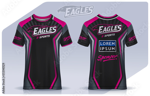 t-shirt e-sport design template, Soccer jersey mockup for football club. uniform front and back view.
