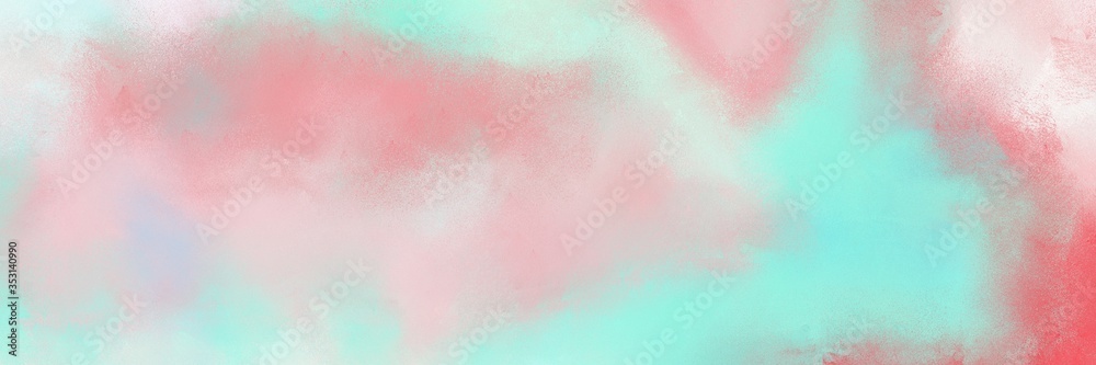 painted grunge horizontal design background  with light gray, aqua marine and light coral color. can be used as header or banner