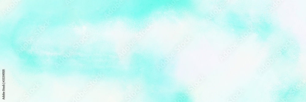 vintage painted art decorative horizontal design background  with alice blue, pale turquoise and light cyan color. can be used as header or banner