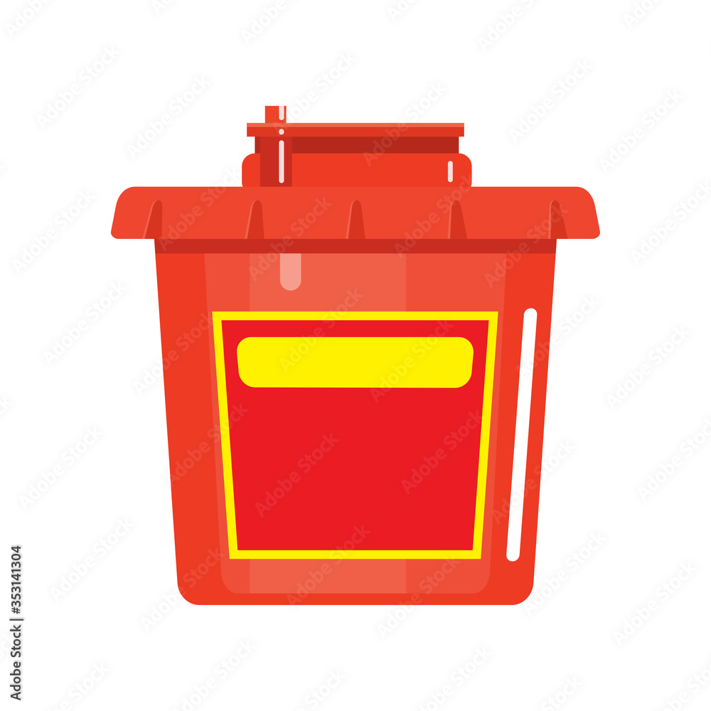 Garbage container. Red bin. Dangerous goods. Radioactive element. Harmful waste Garbage container. Red bin. Dangerous goods. Radioactive element. Harmful waste