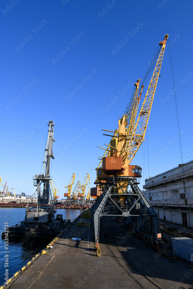 Unloading crane at the port of Odessa.