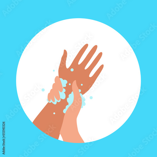 Washing hands with soap and water properly cartoon vector illustration