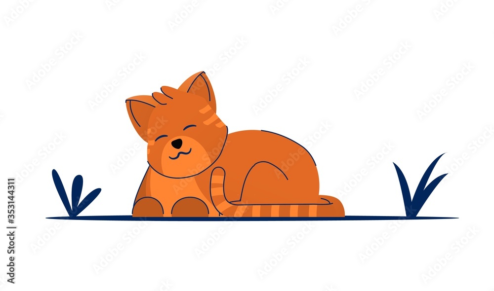 Fototapeta premium Cat litte kitten vector character. Cute feline kitty animal.