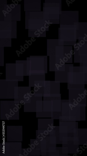 Black abstract background. Backdrop with grey squares. Vertical orientation. 3D illustration
