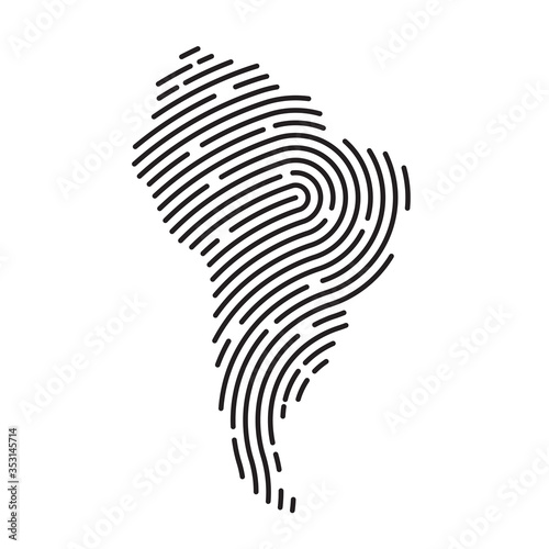 South America map filled with fingerprint pattern- vector illustration