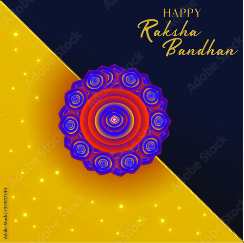 happy raksha bandhan greeting card with golden color background . vector illustration