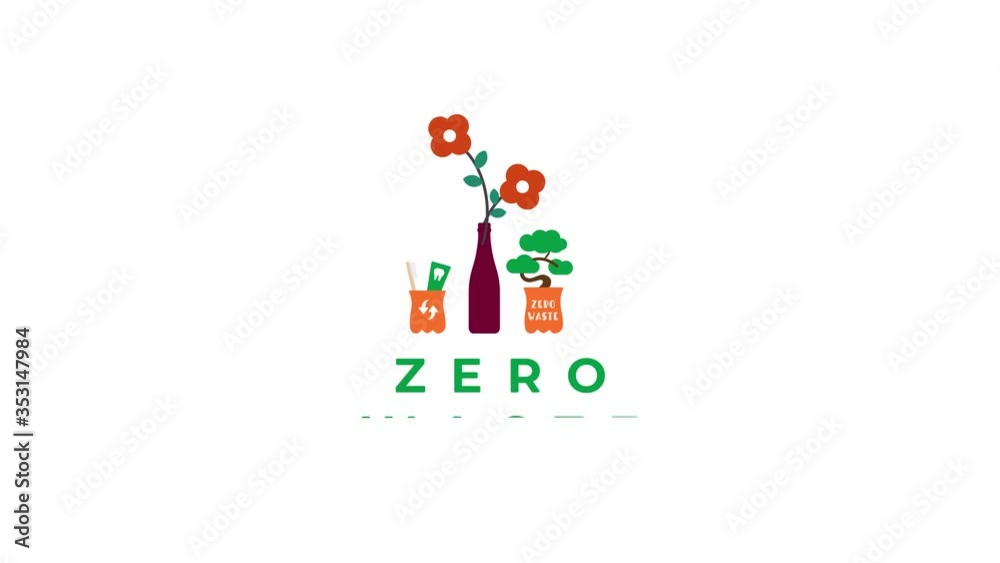 motion graphic about zero waste with reusable bottle illustration motion graphic about zero waste with reusable bottle illustration