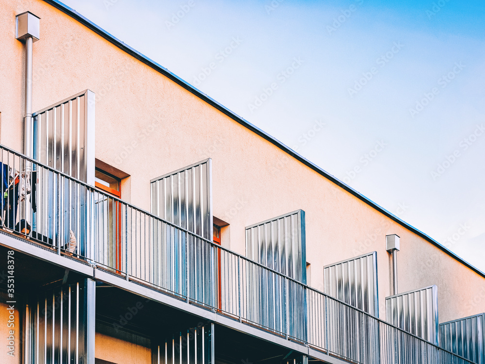 Obraz premium EU Apartment home residential building complex real estate copy space_4x3