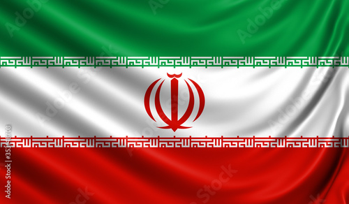 Waving color flag. Silk texure. 3d illustration.