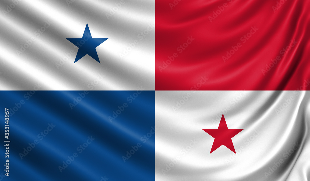 Waving color flag. Silk texure. 3d illustration.