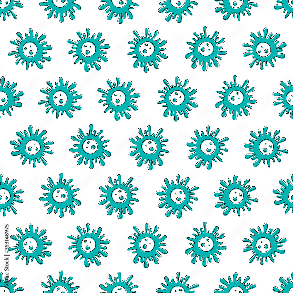 Bacteria and germs pattern, micro-organisms disease-causing objects, bacteria, viruses background. Vector doodle style. Microbes and viruses pattern. Microscopic bacterium backdrop. Corona Viruses Bacteria and germs pattern, micro-organisms disease-causing objects, bacteria, viruses background. Vector doodle style. Microbes and viruses pattern. Microscopic bacterium backdrop. Corona Viruses