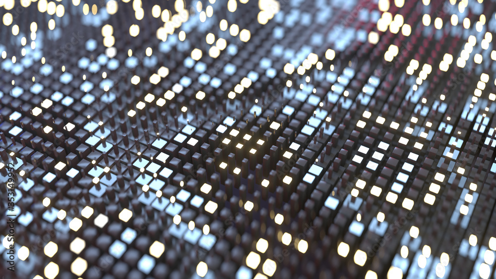 Obraz premium Abstract glowing cubes 3D render