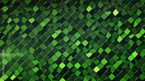Green wall with rhombus sha...