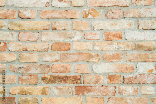 Modern red brick wall texture pattern background.