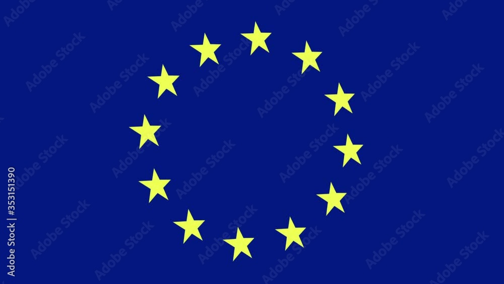 Symbol of the European Union of stars coming together. Yellow stars on a blue background. Animation. Symbol of the European Union of stars coming together. Yellow stars on a blue background. Animation.