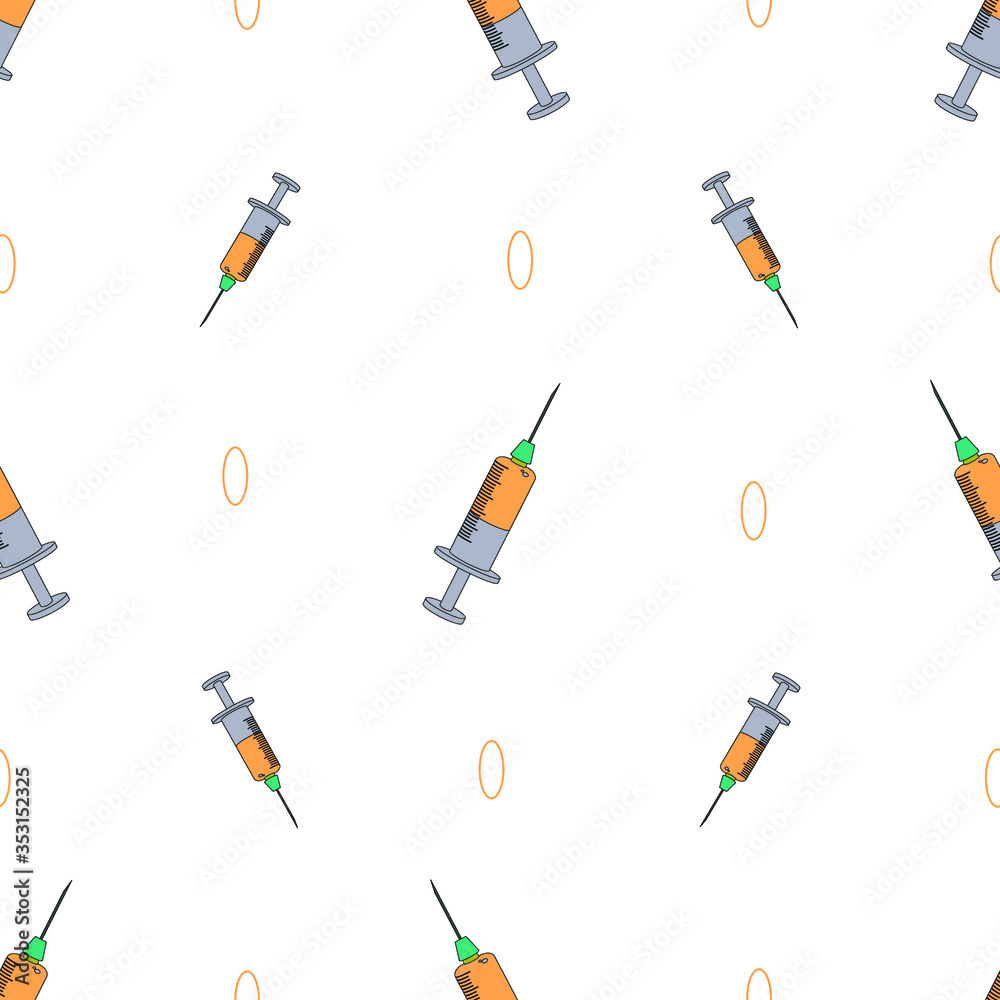 Seamless pattern of medical syringe. Seamless pattern of medical syringe.