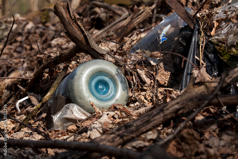 custom made wallpaper toronto digitalLong decaying trash. Long-thrown plastic household waste decomposes lying on the ground