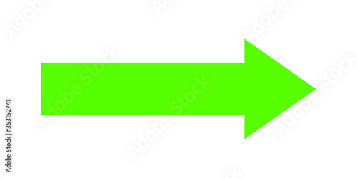 green arrow glowing color for icon isolated on white, arrow green pointer right symbol for direction, simple arrow pointing right for navigation, arrow cursor for digital upload icon