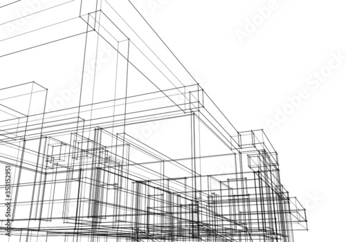 house building sketch architecture 3d illustration