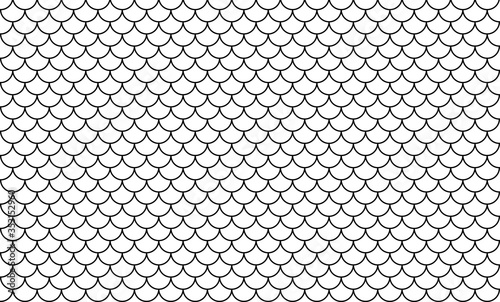 line art of fish scale pattern isolated on white background, tile pattern line, mermaid tail pattern grid for decoration