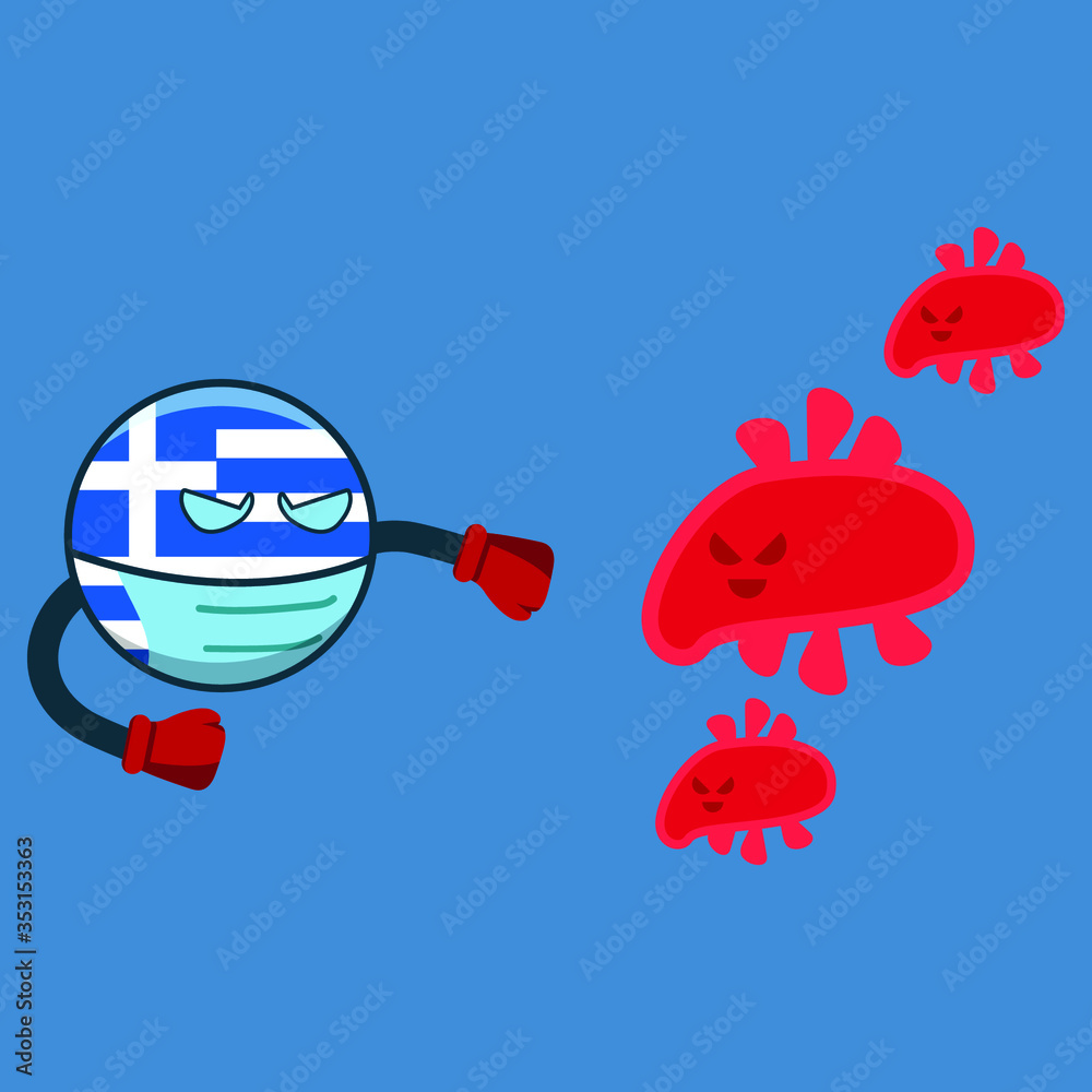 Fototapeta premium greece fight with virus vector illustration icon