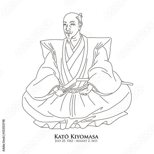加藤 清正（1562 – 1611）　歴史上の人物　線画イラスト