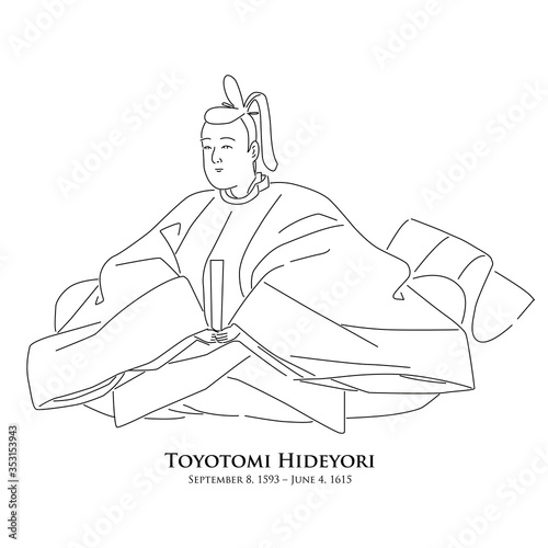 豊臣 秀頼（1593 – 1615）　歴史上の人物　線画イラスト