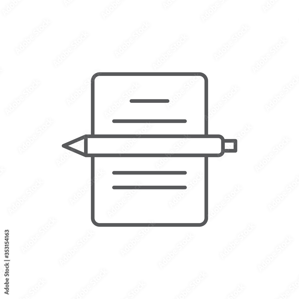 Paper documents and pen vector icon symbol isolated on white background Paper documents and pen vector icon symbol isolated on white background